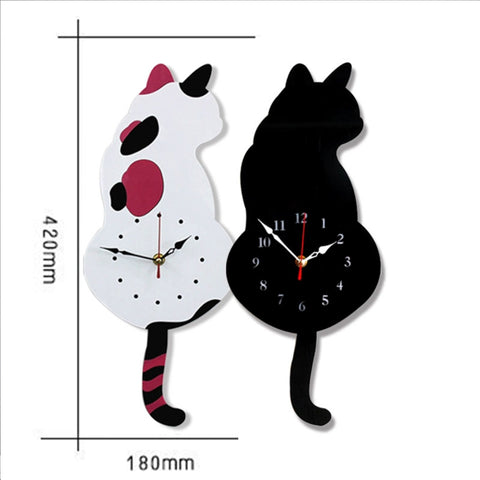 Orologio da parete a forma di gatto con movimento delle code - 42x18