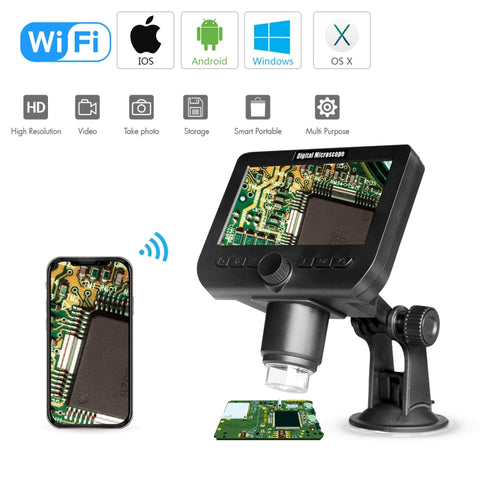 Microscopio Digitale WiFi HD 1080P con Schermo LCD da 4,3 Pollici e