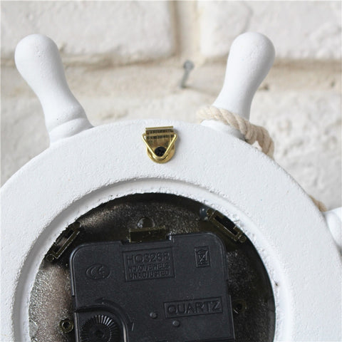 Orologio da Parete Decorativo in Legno a Forma di Ruota di Nave -