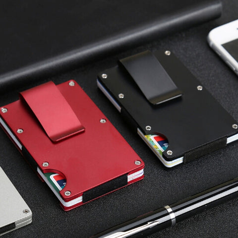 Porta carte di credito con fermasoldi e portafoglio sottile, colore casuale, X-11