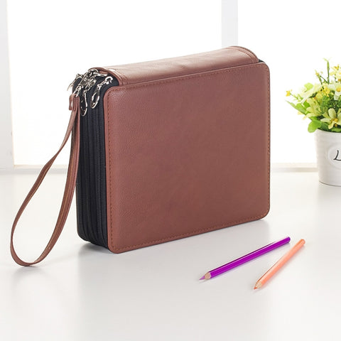 astuccio-per-matite-colorate-con-96-slot-organizer-per-portamatite-in-pelle-pu-disegno-schizzo-acquerello-con-cinturino-da-polso-96-slots-magenta-96-slots-mint-green-96-slots-brown-96-slots-black-96-slots-gray - immagine 2