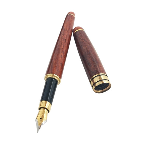 Penna stilografica in legno con pistone trasparente, pennino extra fine da 0,7 mm, per ufficio scolastico