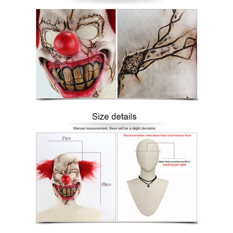 Maschera di clown calvo in lattice per Halloween e feste a tema