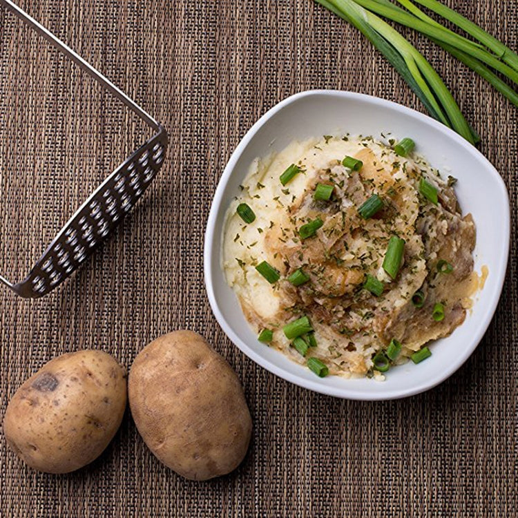 Schiacciapatate manuale in acciaio inossidabile con zucca e patate con manico orizzontale ampio ed ergonomico, Single layer stainless