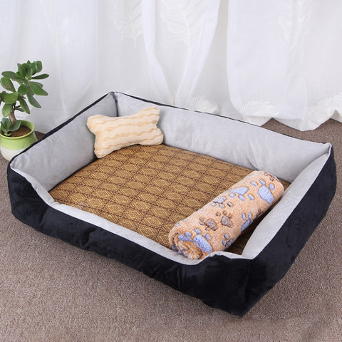 coperta-grande-e-morbida-con-motivo-a-ossa-di-cane-per-gatti-cani-e-gatti-con-tappetino-in-rattan-e-coperta-dimensioni-l-80x60x15-cm-size-l - immagine 2