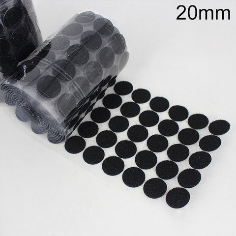 1000 pz. Gancio adesivo rotondo in nylon da 20 mm e chiusura ad anello, 20mm (Black), 20mm (White) - Novalix Store