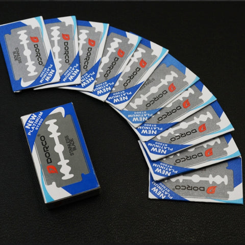 10 scatole Pratica lama per sopracciglio da barba in acciaio inossidabile a doppia faccia vecchio stile (Argento) - Novalix Store