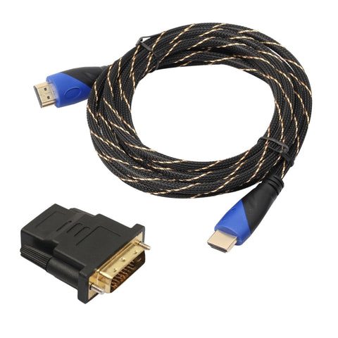 cavo-adattatore-per-connettore-audio-video-hdmi-maschio-a-hdmi-maschio-da-3-m-hdmi-1-4-versione-1080p-intrecciato-blu-testa-nera-con-set-di-adattatori-dvi-3m-with-dvi-adapter - immagine 2