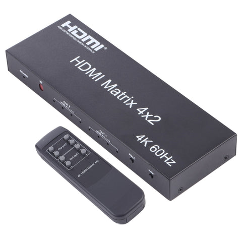 Switcher/splitter matrice HDMI 4x2 con telecomando, supporto ARC / MHL / 4Kx2K / 3D, 4 porte ingresso HDMI, 2 porte uscita HDMI, Support ARC / MHL / 4Kx2K / 3D