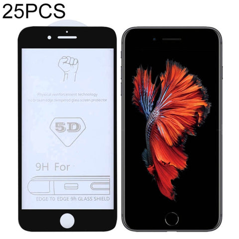 Pellicola in vetro temperato a schermo intero con colla completa 9H 5D da 25 pezzi per iPhone 6 / 6s, For iPhone 6 / 6s (25 PCS)