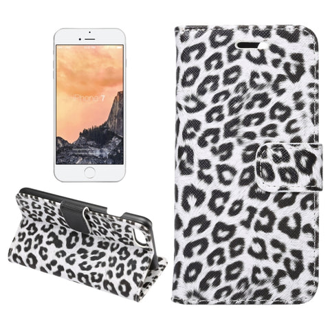 Per iPhone 8 e 7 Custodia in pelle con chiusura orizzontale con motivo leopardato con supporto, slot per carte e portafoglio, For 8 & 7
