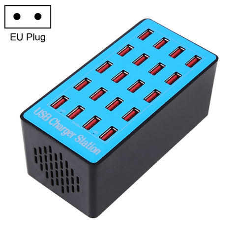 WLX-A5+ Stazione di ricarica da 100 W con 20 porte USB Caricabatterie intelligente assegnato automaticamente con indicatore LED di alimentazione, presa EU, WLX-A5+ EU Plug, WLX-A5+ UK Plug, WLX-A5+ US Plug