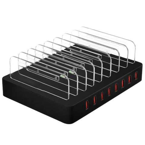 caricabatterie-intelligente-x6-96w-2-4a-8-porte-usb-con-cornice-rimovibile-spina-au-au-plug-black-au-plug-white - immagine 2