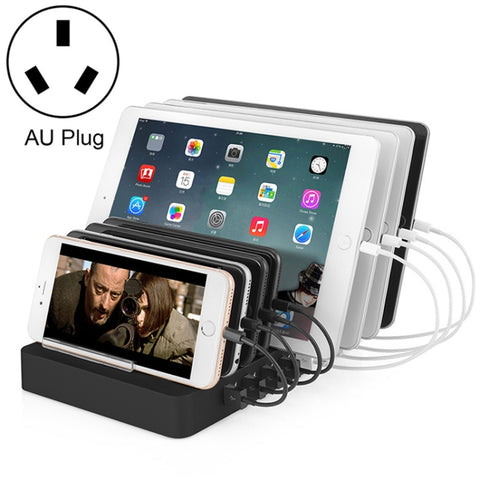 caricabatterie-intelligente-x6-96w-2-4a-8-porte-usb-con-cornice-rimovibile-spina-au-au-plug-black-au-plug-white - immagine 1