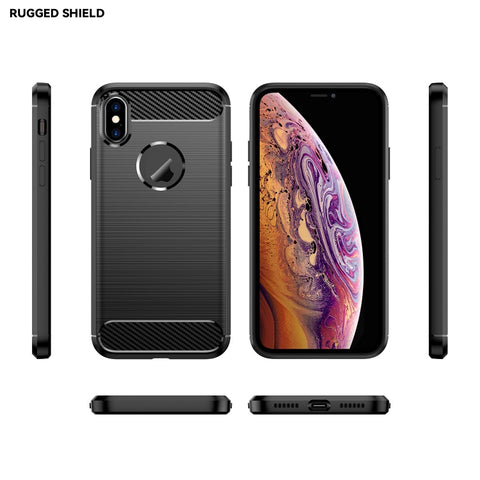 Per iPhone X / XS Custodia protettiva antiurto con texture spazzolata in TPU in fibra di carbonio, For iPhone X / XS, For X