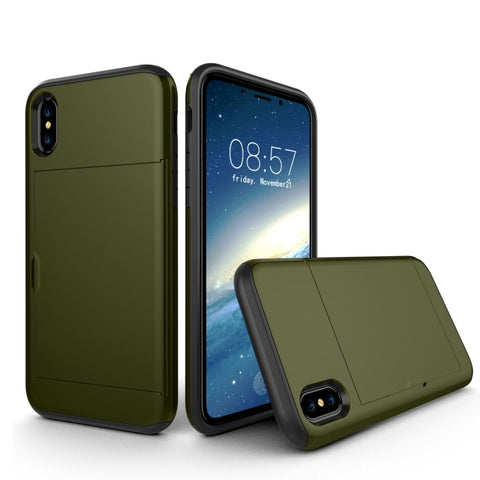 Per iPhone X / XS TPU + PC Custodia protettiva protettiva antigoccia con slot per schede