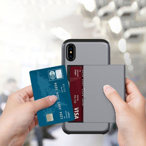 Per iPhone X / XS TPU + PC Custodia protettiva protettiva antigoccia con slot per schede