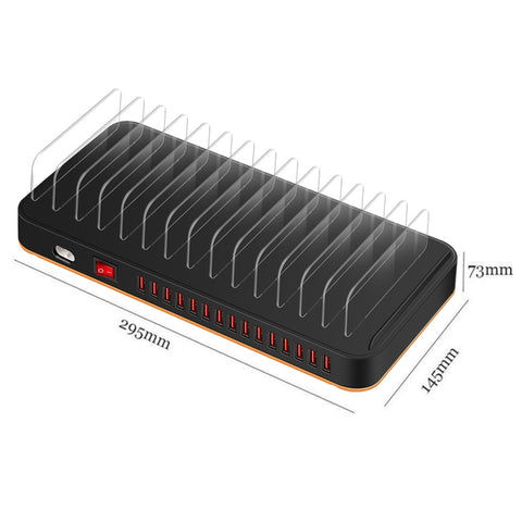 WLX-815 Caricabatterie intelligente dock di ricarica rapida USB da 100 W 15 porte con supporto per telefono e tablet, 100W US Plug, 100W EU Plug, 100W UK Plug, 100W AU Plug