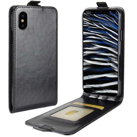 Per iPhone X / XS Custodia in pelle con vibrazione verticale Crazy Horse Texture con slot per schede e cornice per foto, For iPhone X, For iPhone X / XS