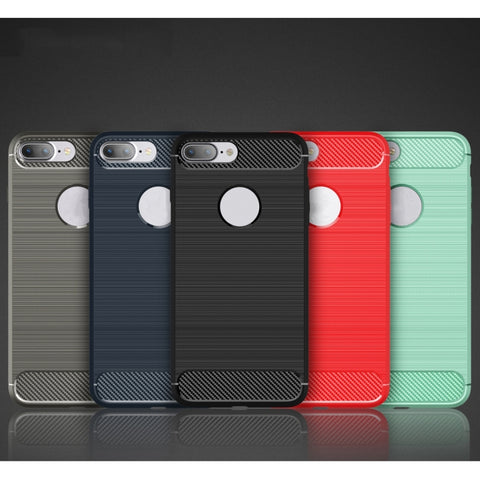 Per iPhone 8 Plus Custodia protettiva robusta per armatura in fibra di TPU con trama spazzolata, For iPhone 8 Plus