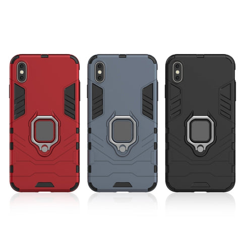 Per iPhone XS Max Custodia protettiva antiurto per PC + TPU con supporto ad anello magnetico, For XS Max