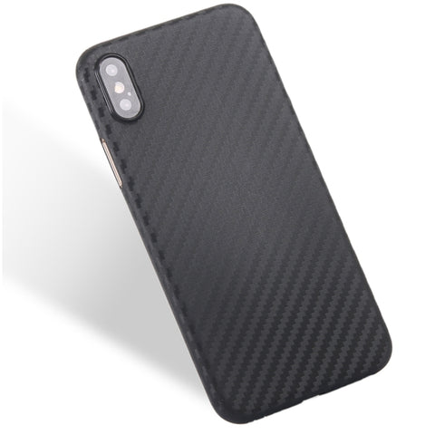 Per iPhone X / XS Custodia protettiva con cover posteriore in PP con struttura in fibra di carbonio, For X