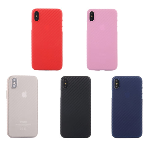 Per iPhone X / XS Custodia protettiva con cover posteriore in PP con struttura in fibra di carbonio, For X