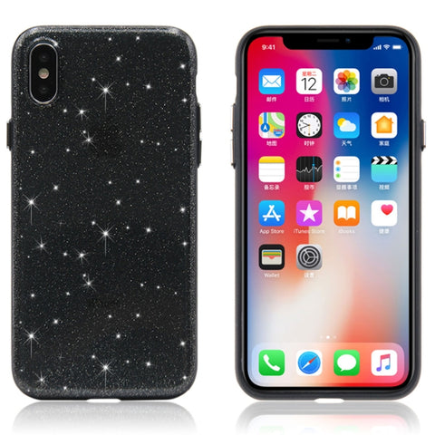 Per iPhone X / XS Custodia rigida protettiva per PC in polvere scintillante