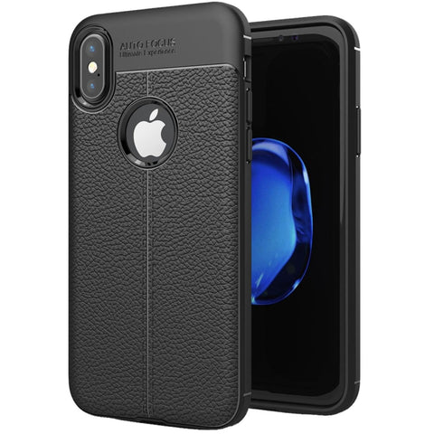 Per iPhone X / XS Custodia protettiva in TPU con texture Litchi, For X