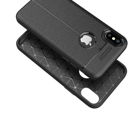 Per iPhone X / XS Custodia protettiva in TPU con texture Litchi, For X