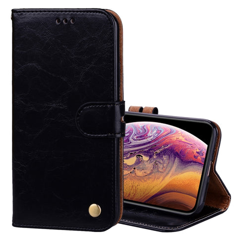 Per iPhone XS Max Custodia in pelle a vibrazione orizzontale con texture a cera d'olio stile business con supporto, slot per carte e portafoglio, For iPhone XS Max