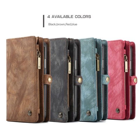 Per iPhone XS Max Custodia in pelle CaseMe staccabile multifunzionale con chiusura orizzontale con slot per schede e supporto, portafoglio con cerniera e cornice per foto, For iPhone XS Max