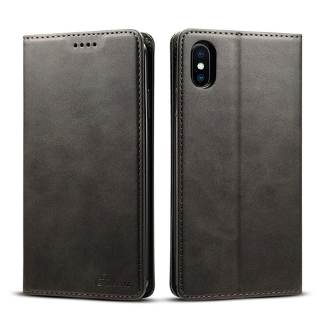 Per iPhone XS Max Custodia in pelle a vibrazione orizzontale con texture di vitello Suteni con supporto, slot per carte e portafoglio, iPhone XS Max