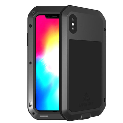 Per iPhone XS Max LOVE MEI Custodia combinata potente antipolvere antiurto antiscivolo in metallo + silicone, For XS Max