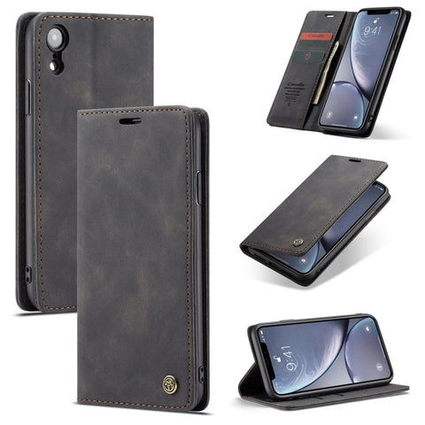 Per iPhone XR CaseMe-013 Custodia multifunzionale in pelle con chiusura orizzontale smerigliata retrò con slot per schede, supporto e portafoglio, For iPhone XR
