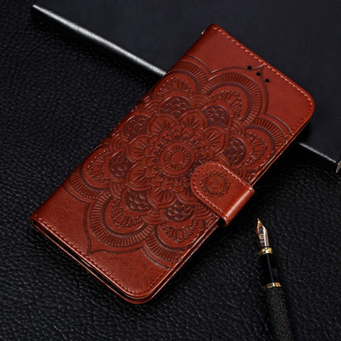 Per iPhone XR Custodia in pelle con chiusura orizzontale con motivo mandala in rilievo con supporto, slot per carte, portafoglio e cornice per foto, For iPhone XR, iPhone XR