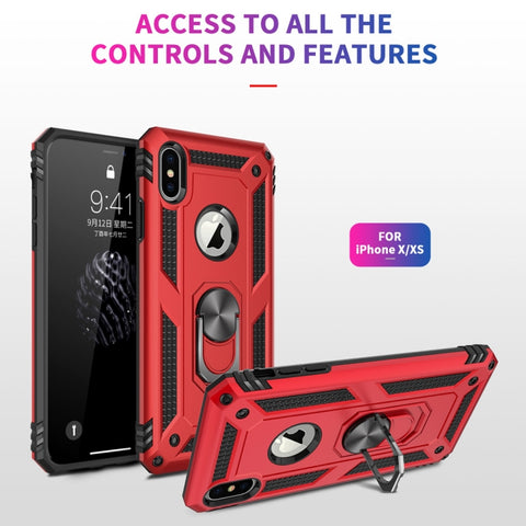 Per iPhone X / XS Sergeant Armor Custodia protettiva antiurto in TPU + PC con supporto per rotazione di 360 gradi, For iPhone X / XS