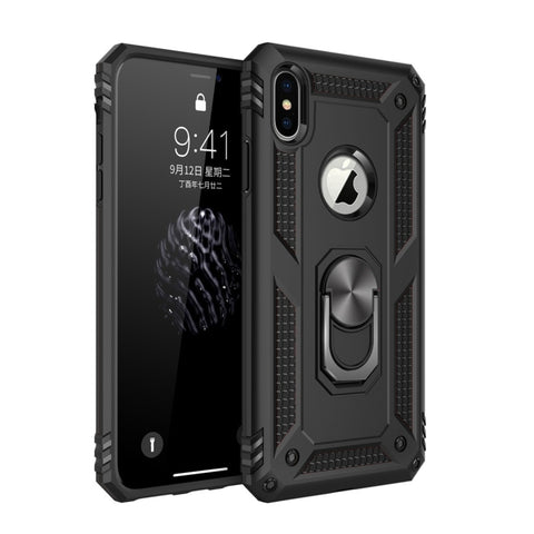 Per iPhone X / XS Sergeant Armor Custodia protettiva antiurto in TPU + PC con supporto per rotazione di 360 gradi, For iPhone X / XS