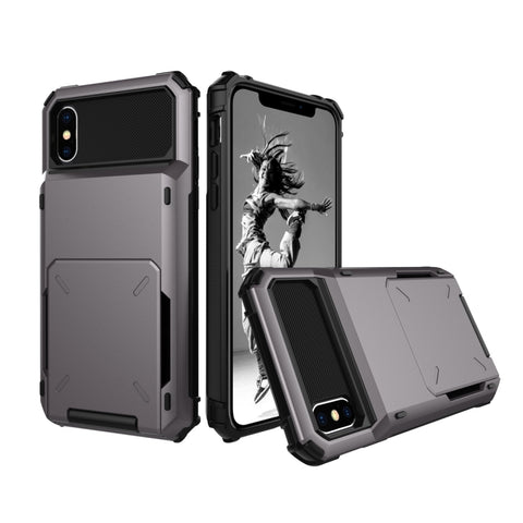 Per iPhone X / XS Custodia protettiva antiurto in TPU + PC con slot per schede
