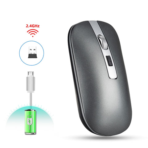 Mouse Wireless Ricaricabile HXSJ M30 con Rotella in Metallo - 2.4G,