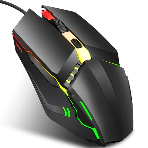 Mouse da gioco cablato HXSJ S200 USB 2.0, luminoso e regolabile 1600