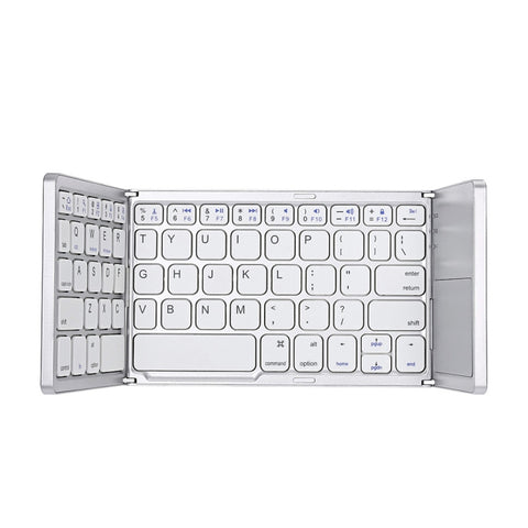 b033-tastiera-wireless-bluetooth-ricaricabile-a-3-pieghe-64-tasti-con-touchpad-3-folding-64-keys-with-touchpad-white-3-folding-64-keys-with-touchpad-black - immagine 1