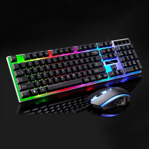 ZGB G21 1600 DPI Professionale Wired Retroilluminazione colorata Tastiera a sospensione meccanica + Kit mouse ottico per laptop, PC