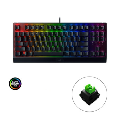 Tastiera meccanica cablata Razer BlackWidow V3 Tenkeyless RGB con illuminazione, versione competitiva (asta gialla), BlackWidow V3 Tenkeyless(Green Shaft)