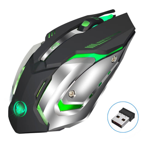 HXSJ M10 2.4GHz 6 tasti USB ricaricabile Illuminazione colorata Mouse da gioco ottico wireless ergonomico 2400 DPI per computer desktop, M10