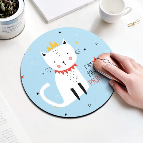 Tappetino per mouse circolare con motivo gatto principessa, diametro: 22 cm, Princess Cat