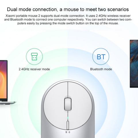 Mouse portatile Xiaomi 2 - Mouse ottico wireless Bluetooth 4.2 e RF