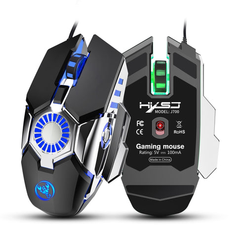 Mouse da gioco cablato HXSJ J700 con illuminazione RGB e funzioni