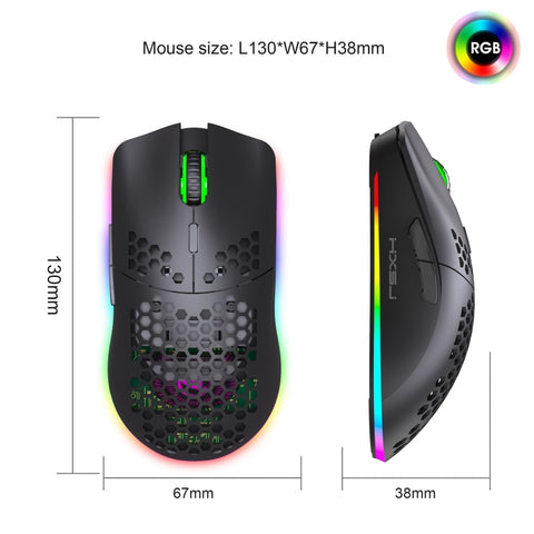 Mouse da gioco wireless HXSJ T66 programmabile con illuminazione RGB,