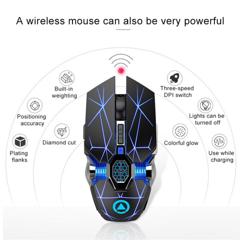 Mouse da gioco wireless ricaricabile YINDIAO A7 con luce RGB e 7